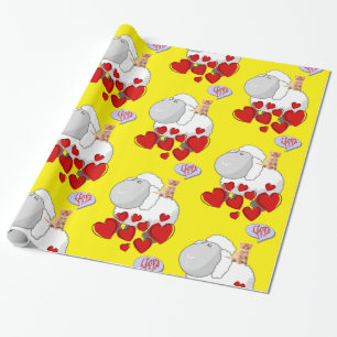 Glänzendes Geschenkpapier, Schäfchen Kätzchen Herz Geschenkpapier