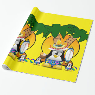 Glänzendes Geschenkpapier, Surfer-Pinguin-Strand Geschenkpapier