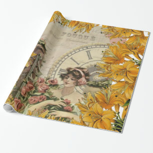 Glänzendes Geschenkpapier, viktorianische Blumen Geschenkpapier