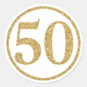 Glänzendes Gold 50. Jubiläum Runder Aufkleber