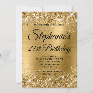 Glänzendes Gold-Fancy-Monogramm zum 21. Geburtstag Einladung