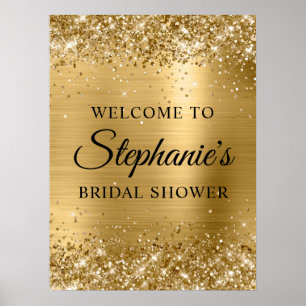 Glänzendes Gold-Faux-Folie-Bridal-Shower-Willkomme Poster