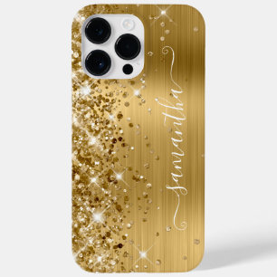 Glänzendes Gold Glam Modernes Mädchen-Signatur Case-Mate iPhone 14 Pro Max Hülle