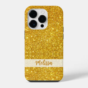 Glänzendes Gold Glitter Benutzername Personalisier iPhone 14 Pro Hülle