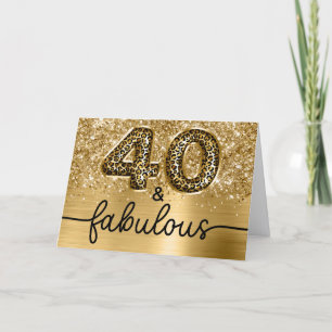 Glänzendes Gold Leopard Glam 40 und Fabelhaft Karte