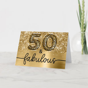 Glänzendes Gold Leopard Glam 50 und Fabelhaft Karte