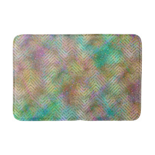 Glänzendes Gold-Regenbogen-Lichter Chevron-Muster- Badematte