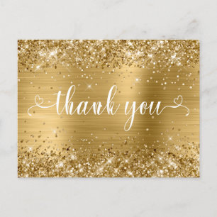 Glänzendes Gold Sweet 16 Herzen Danke Postkarte