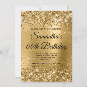 Glänzendes goldenes Monogramm Geburtstag Einladung
