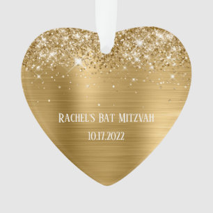 Glänzendes Goldfolie Bat-Mizwa-Herz Ornament