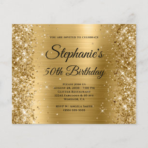 Glänzendes Goldfolie-Fancy-Monogramm 50. Geburtsta Flyer