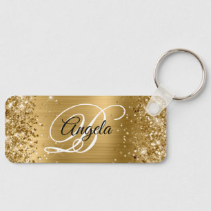 Glänzendes Goldfolie-Fancy-Monogramm Schlüsselanhänger