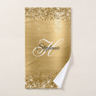 Glänzendes Goldfolie-Feinmonogramm Handtuch