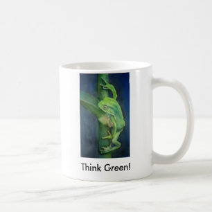 Glänzendes grüner Frosch-denke ökologisch! Tasse