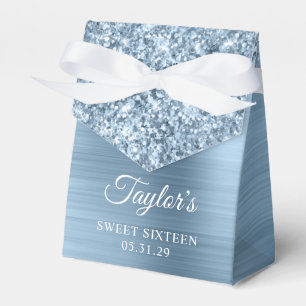 Glänzendes Hellblau-Folie Glam Sweet Sixteen Geschenkschachtel