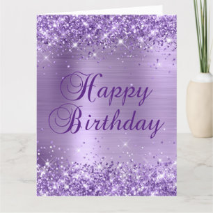 Glänzendes Helllila-Folie großes Happy Birthday Karte