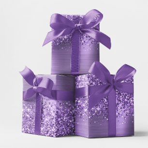 Glänzendes Helllila Glam Geschenkpapier Set