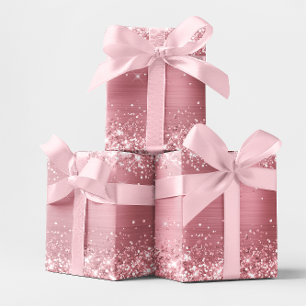Glänzendes Hellrosa Ombre-Folie Geschenkpapier Set