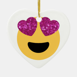 glänzendes Herz-Augen-Emoji Keramik Ornament