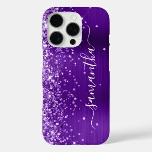 Glänzendes Indigo Lila Glam Mädchen-Signatur iPhone 16 Pro Hülle