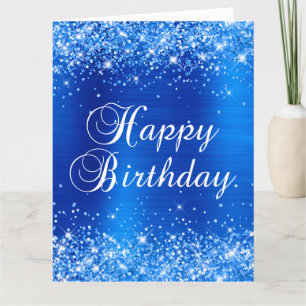 Glänzendes königsblaues großes Happy Birthday Karte