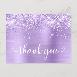 Glänzendes Lavendel Sweet 16 Herzen Danke Postkarte