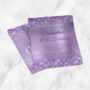 Glänzendes lila Folien-Monogramm 40 & Fabelhaft Ei Flyer