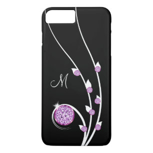 Glänzendes lila Rhinestone-Jewel-Monogramm Case-Mate iPhone Hülle