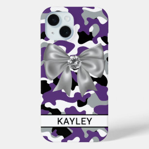 Glänzendes lila-schwarzes Tarnmuster personalisier Case-Mate iPhone Hülle