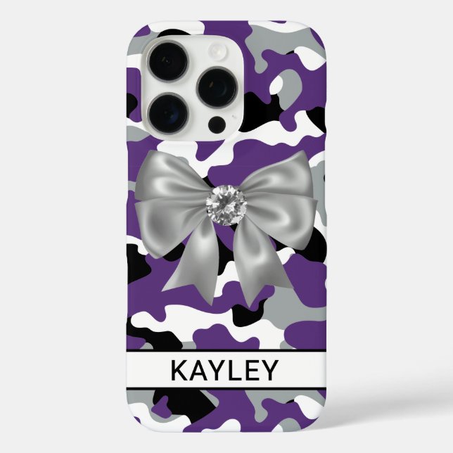 Glänzendes lila-schwarzes Tarnmuster personalisier Case-Mate iPhone Hülle (Rückseite)