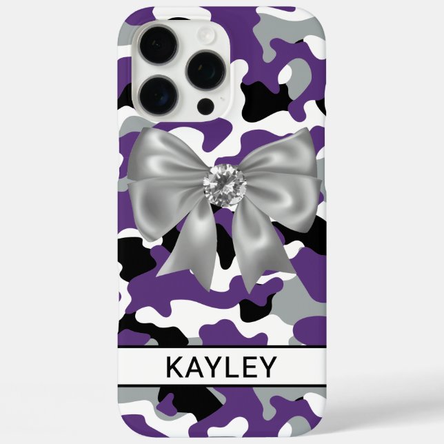 Glänzendes lila-schwarzes Tarnmuster personalisier Case-Mate iPhone Hülle (Rückseite)