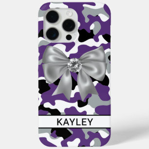 Glänzendes lila-schwarzes Tarnmuster personalisier Case-Mate iPhone Hülle