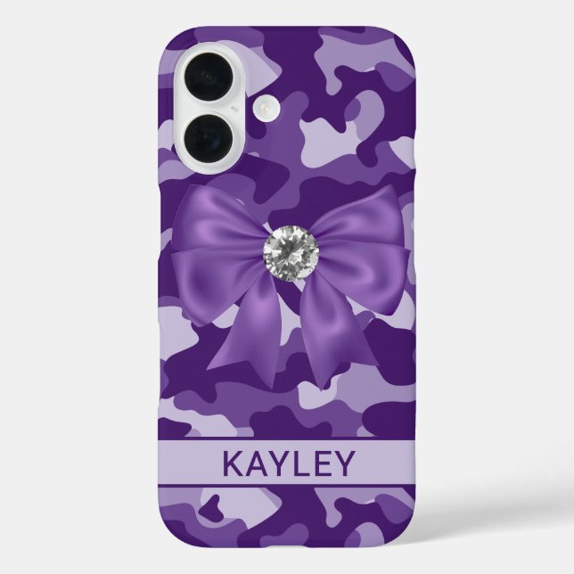 Glänzendes lila-Tarnmuster personalisiert Case-Mate iPhone Hülle (Rückseite)