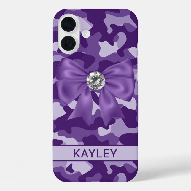 Glänzendes lila-Tarnmuster personalisiert Case-Mate iPhone Hülle (Rückseite)