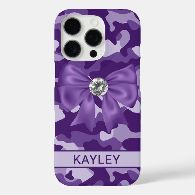 Glänzendes lila-Tarnmuster personalisiert Case-Mate iPhone Hülle (Rückseite)