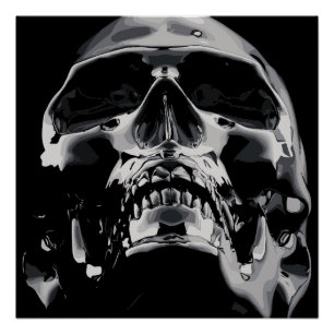 Glänzendes Metall-Schädel-Kunstwerk Poster
