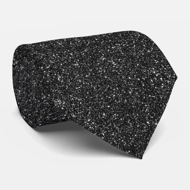 Glänzendes Metallic-Bling-Schwarz-Muster Krawatte (Gerollt)
