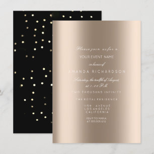 Glänzendes Metallic Gold Schwarz Konfetti Elfenbei Einladung