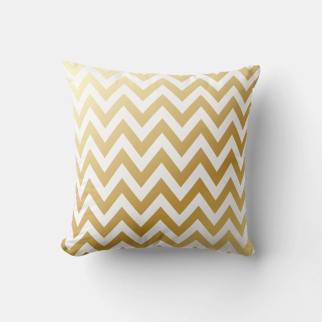 Glänzendes metallisches GoldZickzack Kissen (Vorderseite)