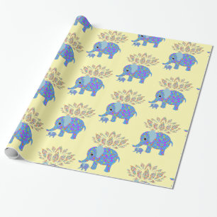 glänzendes Papier, farbenfroher Elefant Geschenkpapier