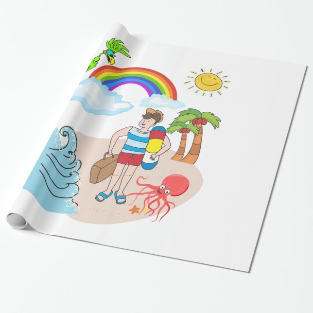glänzendes Papier, Fun Octopus Geschenkpapier (Ungerollt)