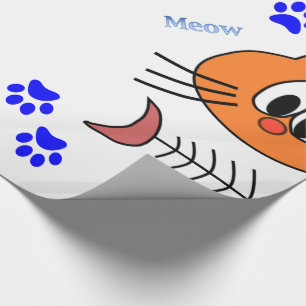 glänzendes Papier, Meow Cat Fish Knochen Geschenkpapier