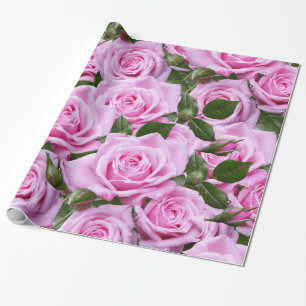 glänzendes Papier, rosa Rosen Geschenkpapier