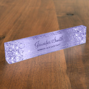 Glänzendes Periwinkle-Folie Namensplakette