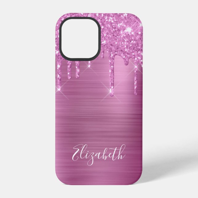 Glänzendes Pink Monogramm Case-Mate iPhone Case Hülle (Rückseite)
