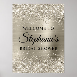 Glänzendes Platin-Attrappen-Folien-Bridal-Shower-W Poster