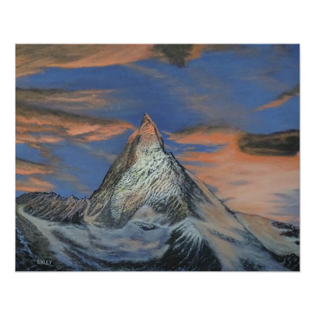 Glänzendes Poster - "Das Matterhorn bei Sonnenunte (Vorderseite)