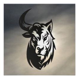 Glänzendes Poster - halb Stier halb Tiger