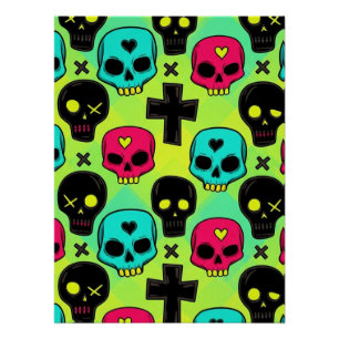Glänzendes Poster mit Totenkopf-Muster