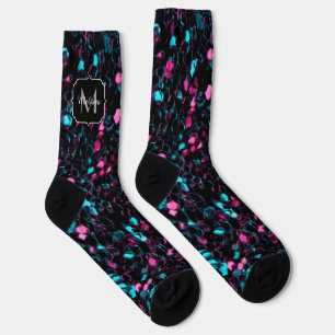 Glänzendes rosa blaues Mosaik-Glitter funkelt Mono Socken